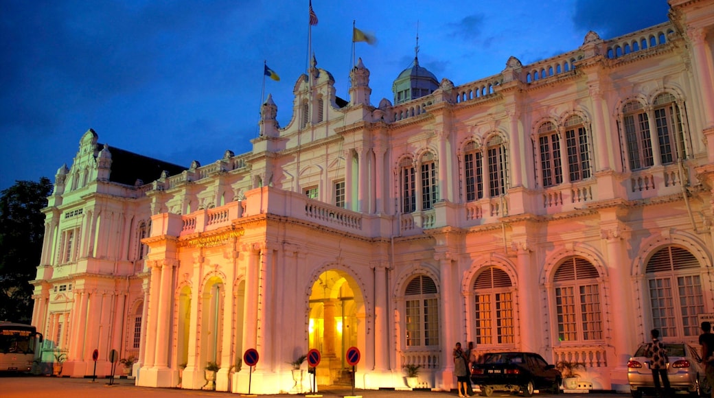 Penang City Hall showing heritage architecture and night scenes
