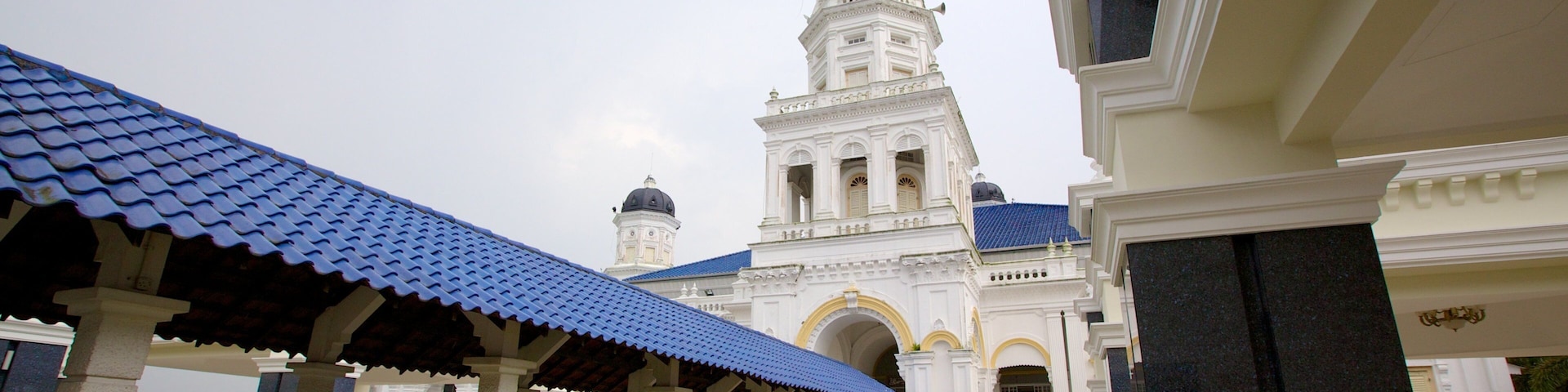 Johor Bahru featuring a mosque and heritage architecture