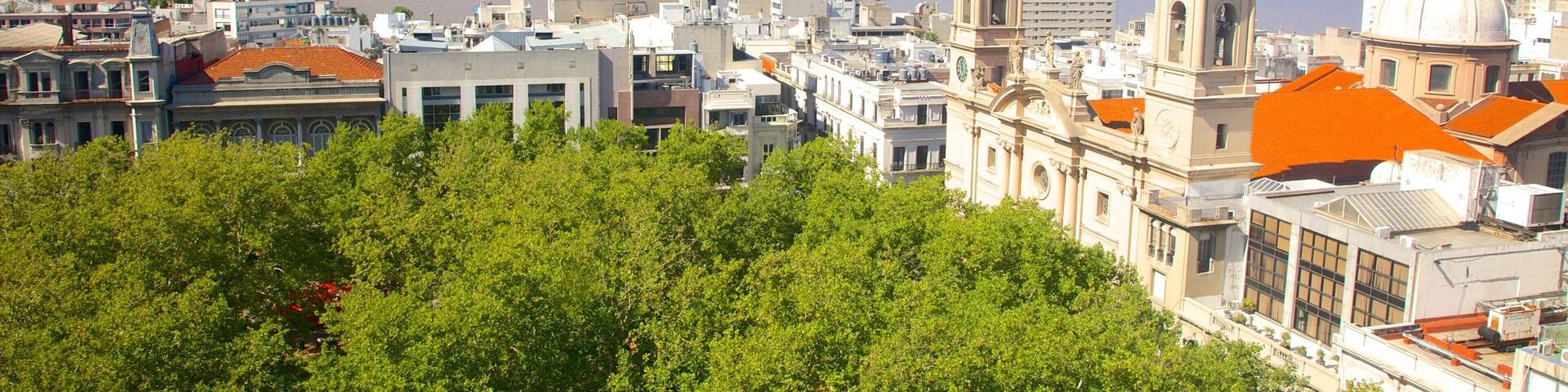 Montevideo Cathedral featuring a city, a church or cathedral and religious elements