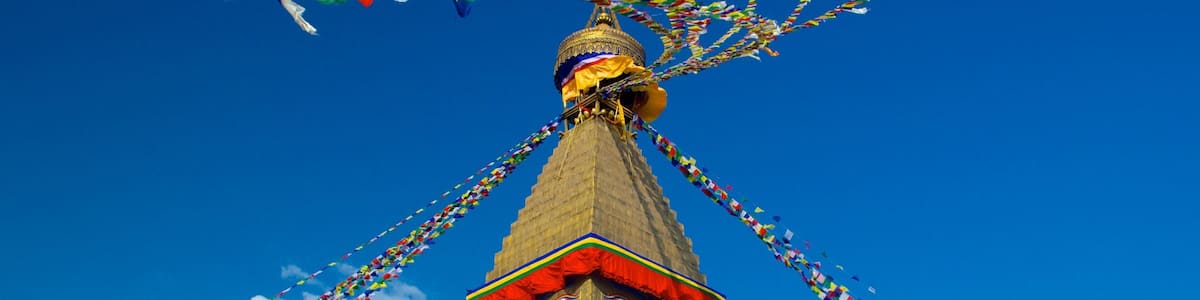 Boudhanath welches beinhaltet religiöse Elemente