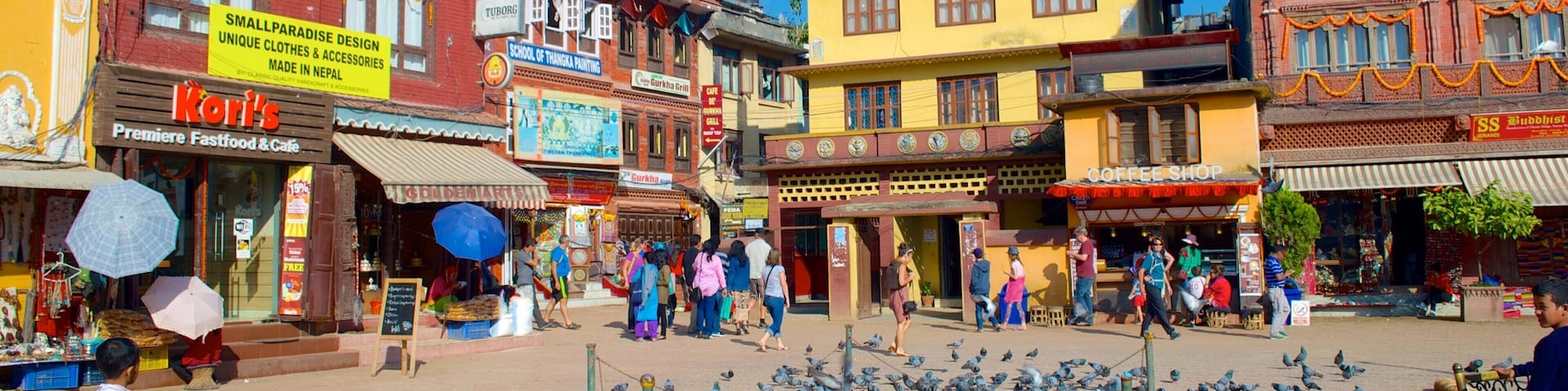 Boudhanath which includes a city