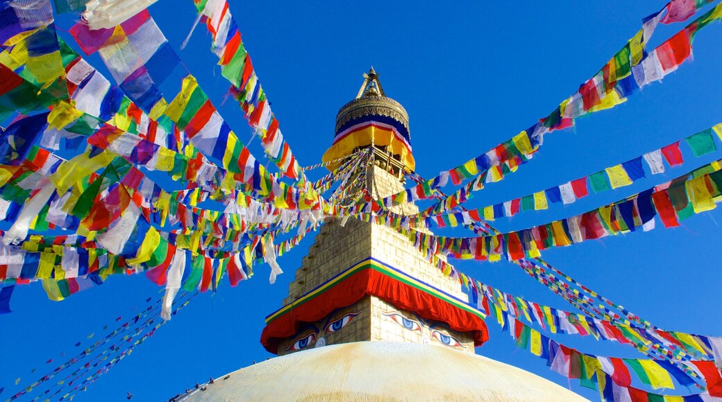 Boudhanath toont een tempel of gebedshuis