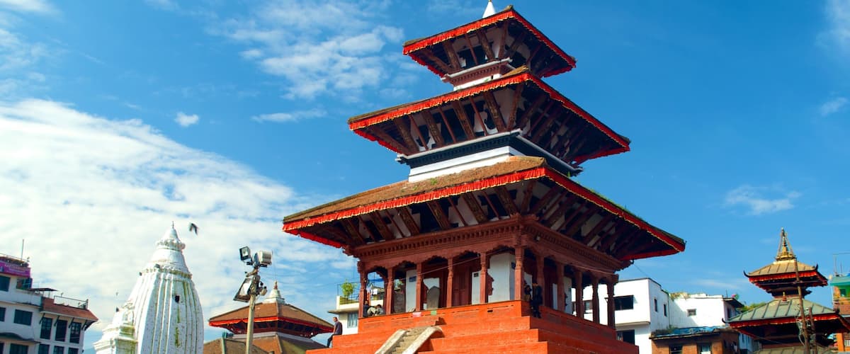 Durbar-Platz von Kathmandu mit einem Tempel oder Andachtsstätte