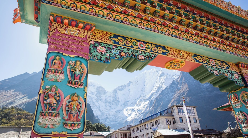 This is the entrance to the Tengboche Monastery in Tengboche, Nepal. Tengboche is one of the stops on the trek to Everest Base Camp. This is such an awesome place...himalayas, trekking, and this Buddhist monastery.