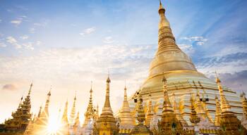 Shwedagon pagoda at sunset, Yangon Myanmar