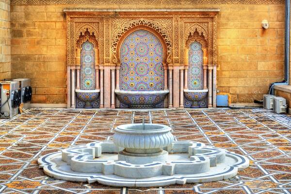 Fountain at the Mausoleum of Mohammed V in Rabat - Morocco