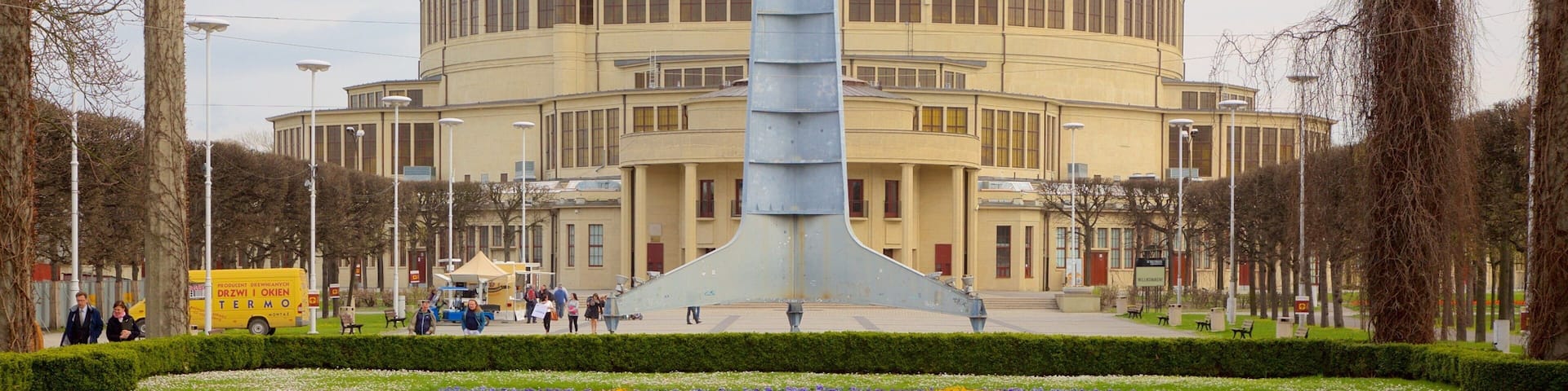 Centennial Hall which includes heritage architecture and a garden