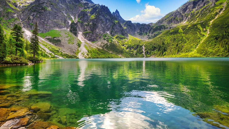 Beautiful Eye of the Sea lake in Tatra mountains, Poland