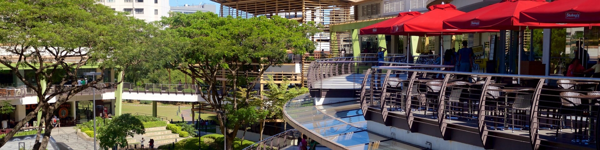 Ayala Center which includes modern architecture and a garden