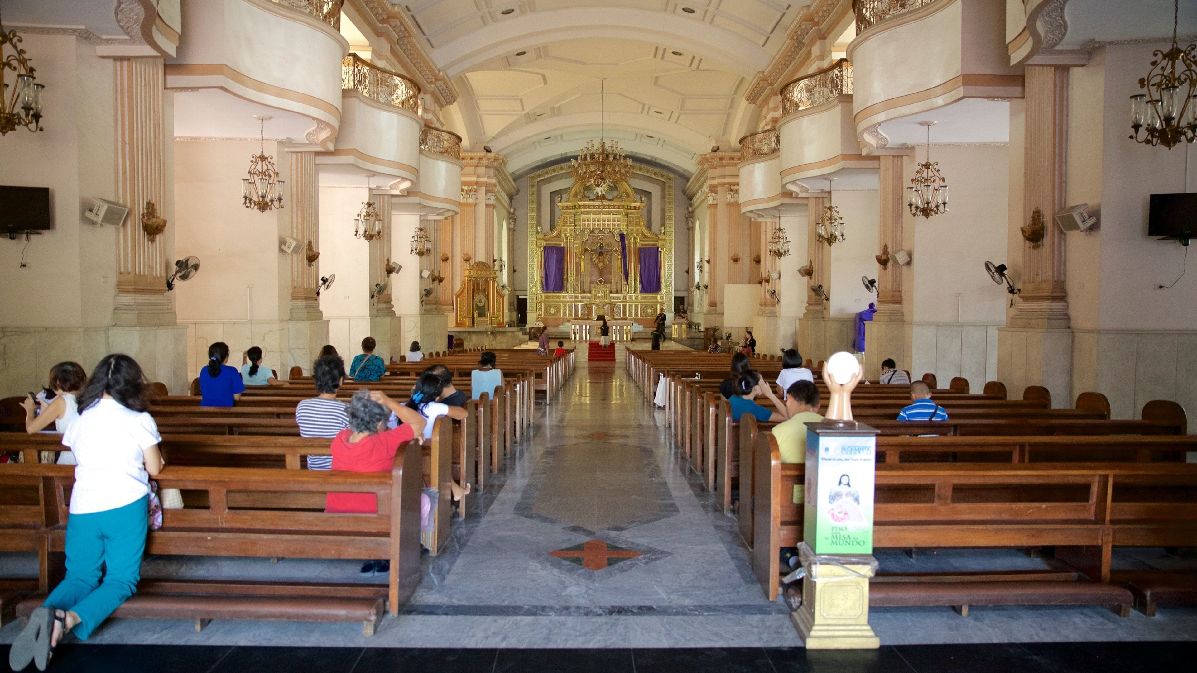 Cebu Metropolitan Cathedral which includes interior views, a church or cathedral and religious aspects
