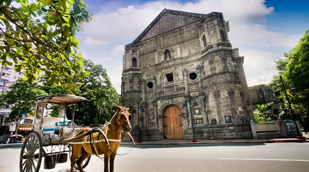 Horse Drawn Carriage parking in front of Malate church , Manila Philippines.