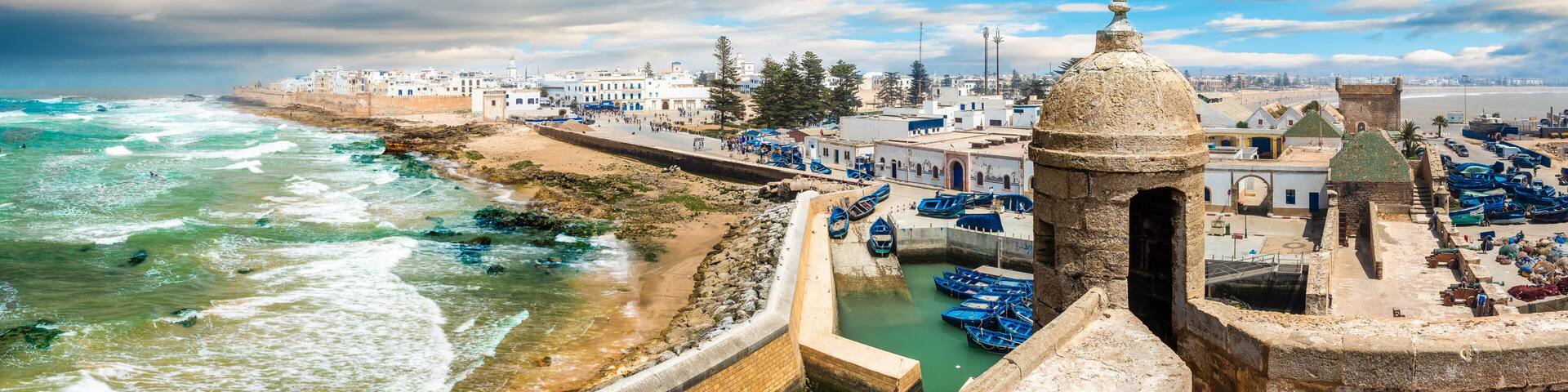 Landscape with old fortress and fishing port of Essaouira, Morocco