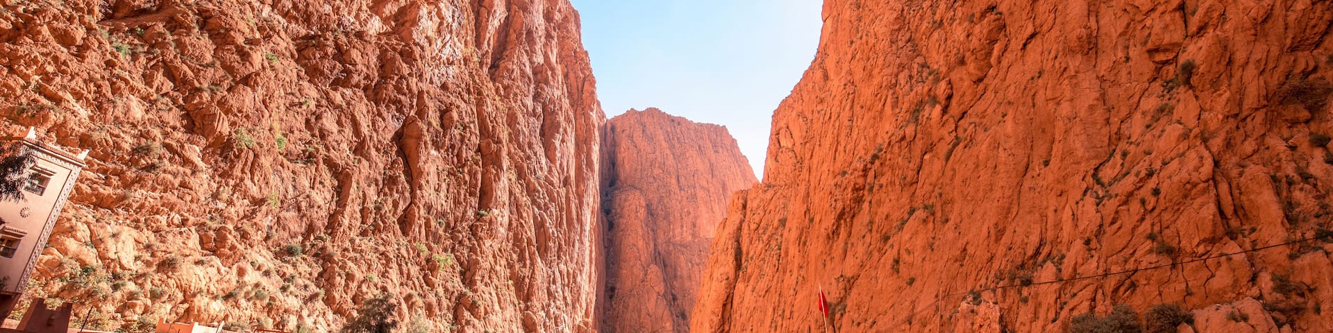 Todgha Gorge or Gorges du Toudra is a canyon in High Atlas Mountains near the town of Tinerhir, Morocco . A series of limestone river canyons, or wadi and neighbor of Dades Rivers
