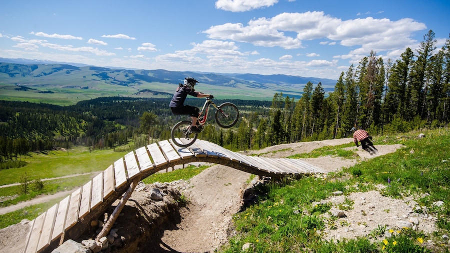 Discovery Ski Area which includes tranquil scenes and mountain biking as well as an individual male
