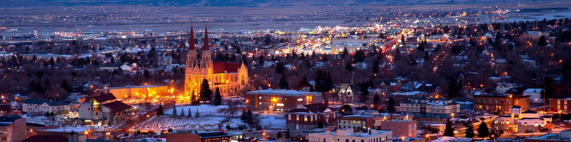 Cathedral of St. Helena featuring landscape views, a city and night scenes