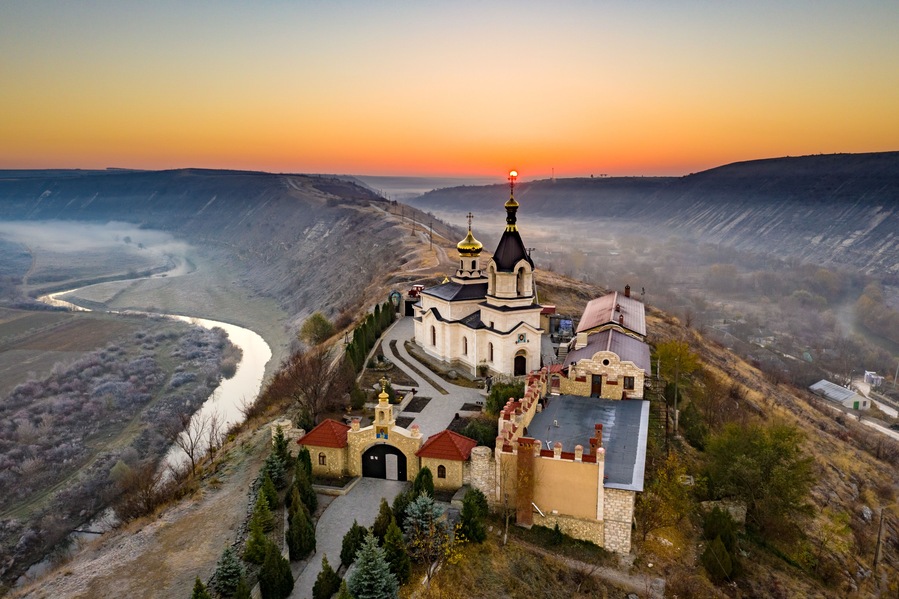 Old Orhei Monastery at sunrise in Moldova Republic, Shutterstock ID 1226633197, Purchase Order: SP-1801 , Order Number: SP-1801 Air Moldova 2019 Campaign, Client/Licensee: Media Solutions, Other: Bria