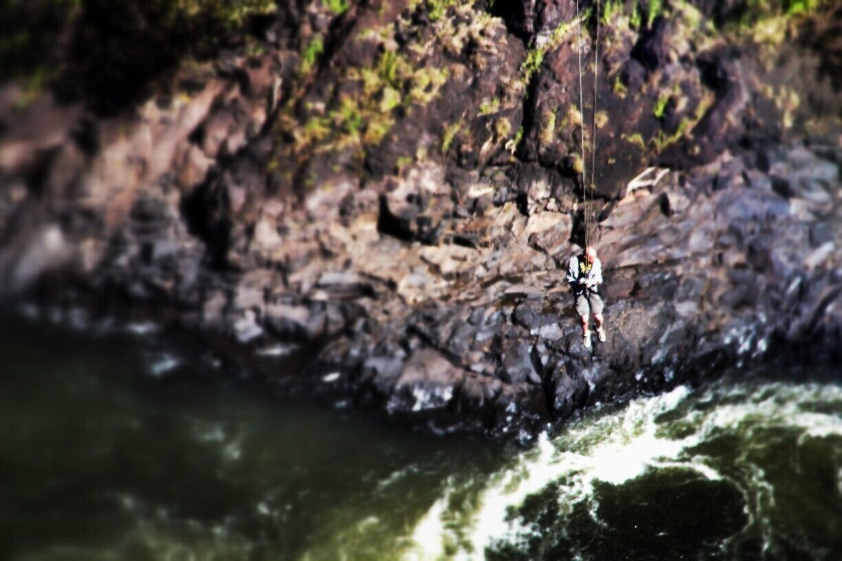 What an incredible place to try a Bridge swing! You have the beautiful gorge in front of you, and the mist from Victoria Falls is cooling you off from behind. ( Not to mention the thunder of the Falls helps take your mind off the leap you are about to take....)