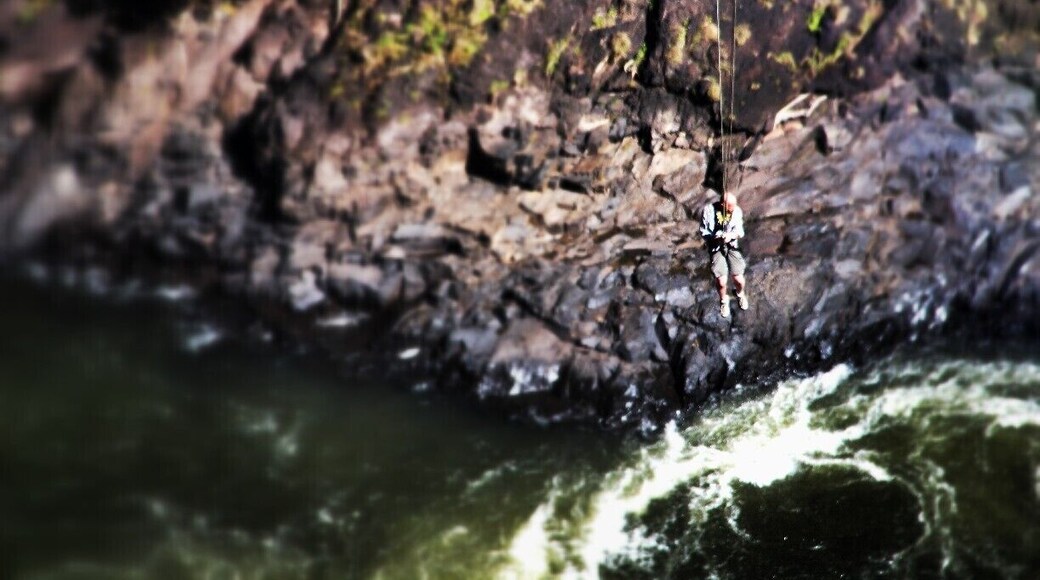 What an incredible place to try a Bridge swing! You have the beautiful gorge in front of you, and the mist from Victoria Falls is cooling you off from behind. ( Not to mention the thunder of the Falls helps take your mind off the leap you are about to take....)