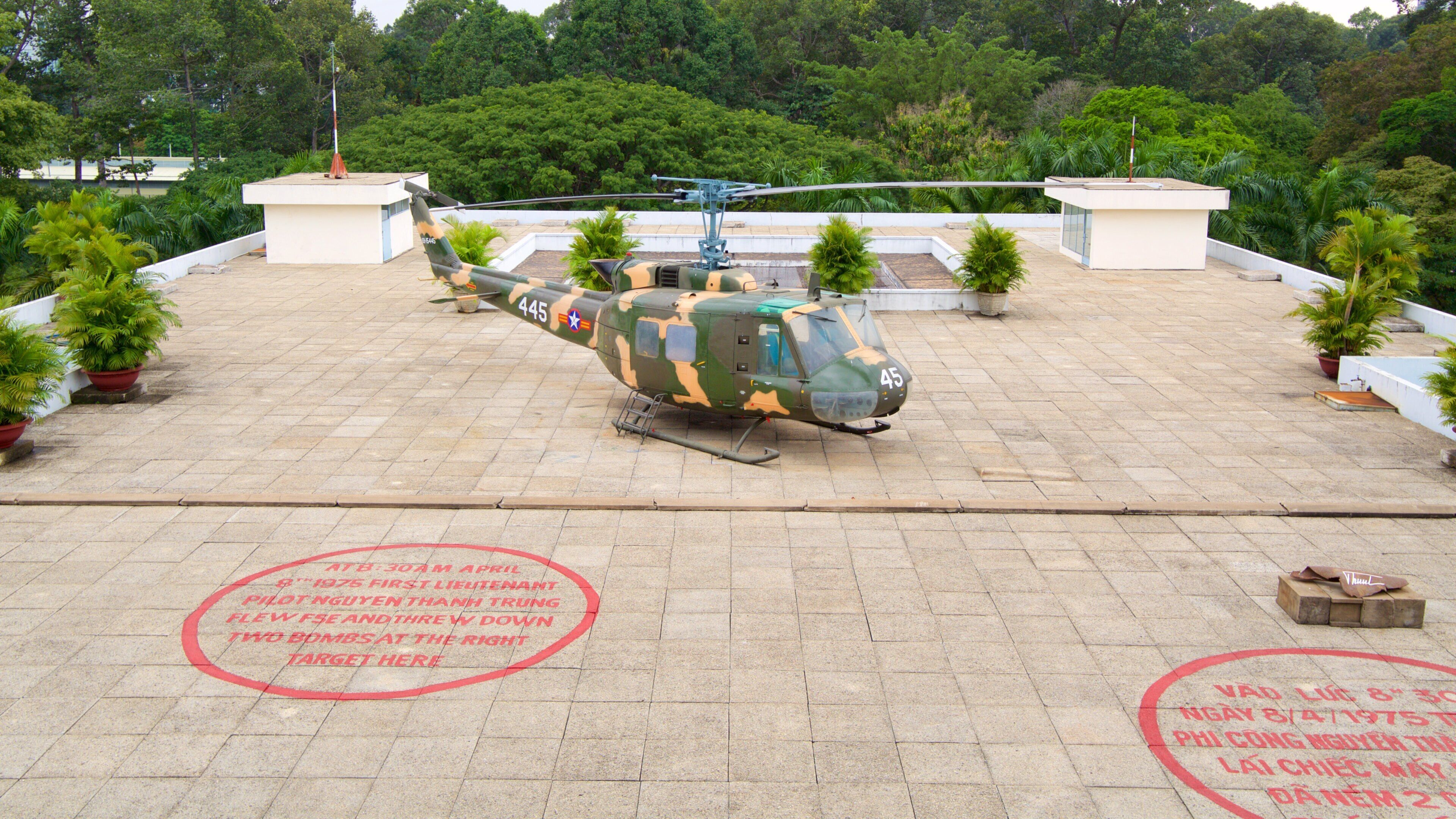 Reunification Palace which includes aircraft and military items