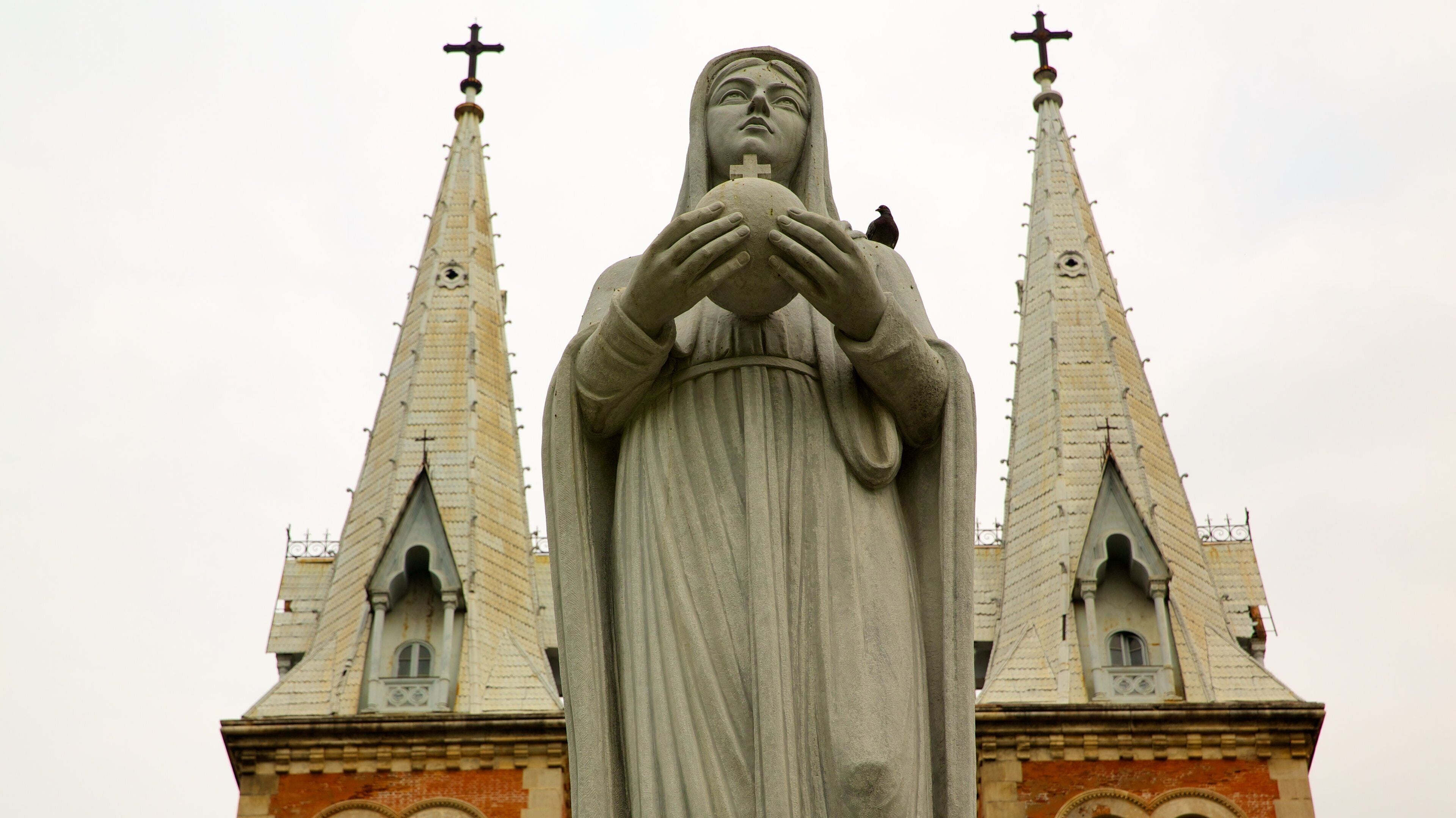 Notre Dame-kathedraal toont een monument, historische architectuur en religieuze elementen