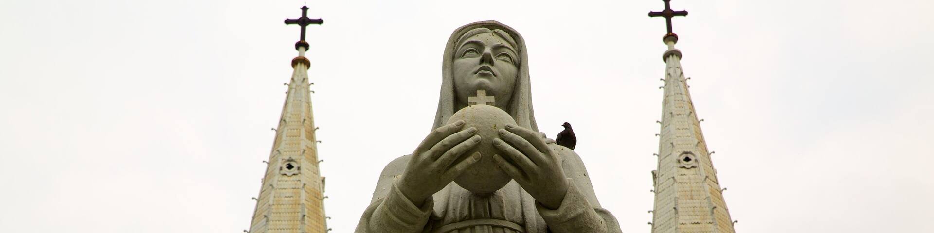 Catedral de Notre Dame de la ciudad de Ho Chi Minh ofreciendo arquitectura patrimonial, un monumento y elementos religiosos
