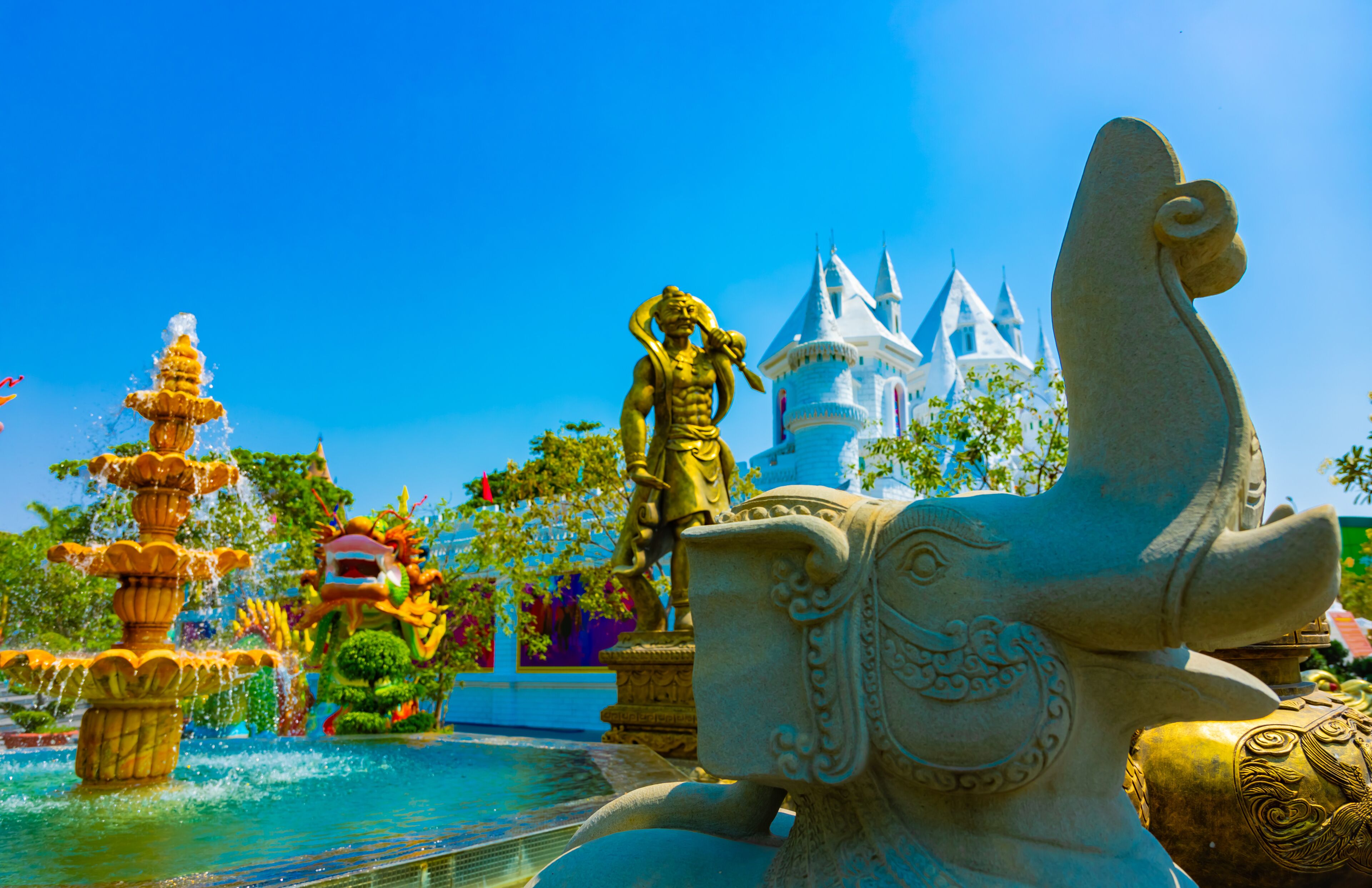 A buddhism statues at Suoi Tien park in Ho Chi Minh Vietnam handheld