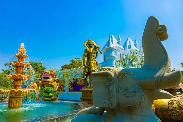 A buddhism statues at Suoi Tien park in Ho Chi Minh Vietnam handheld