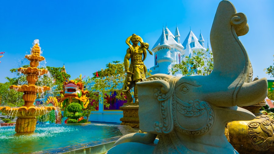A buddhism statues at Suoi Tien park in Ho Chi Minh Vietnam handheld