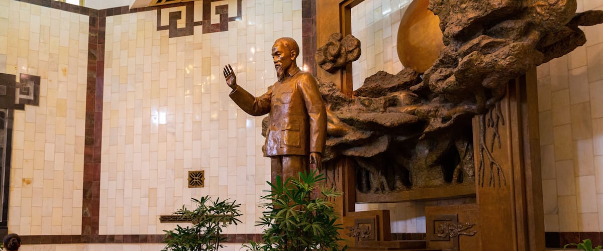 Ho Chi Minh Museum which includes interior views, heritage elements and a statue or sculpture