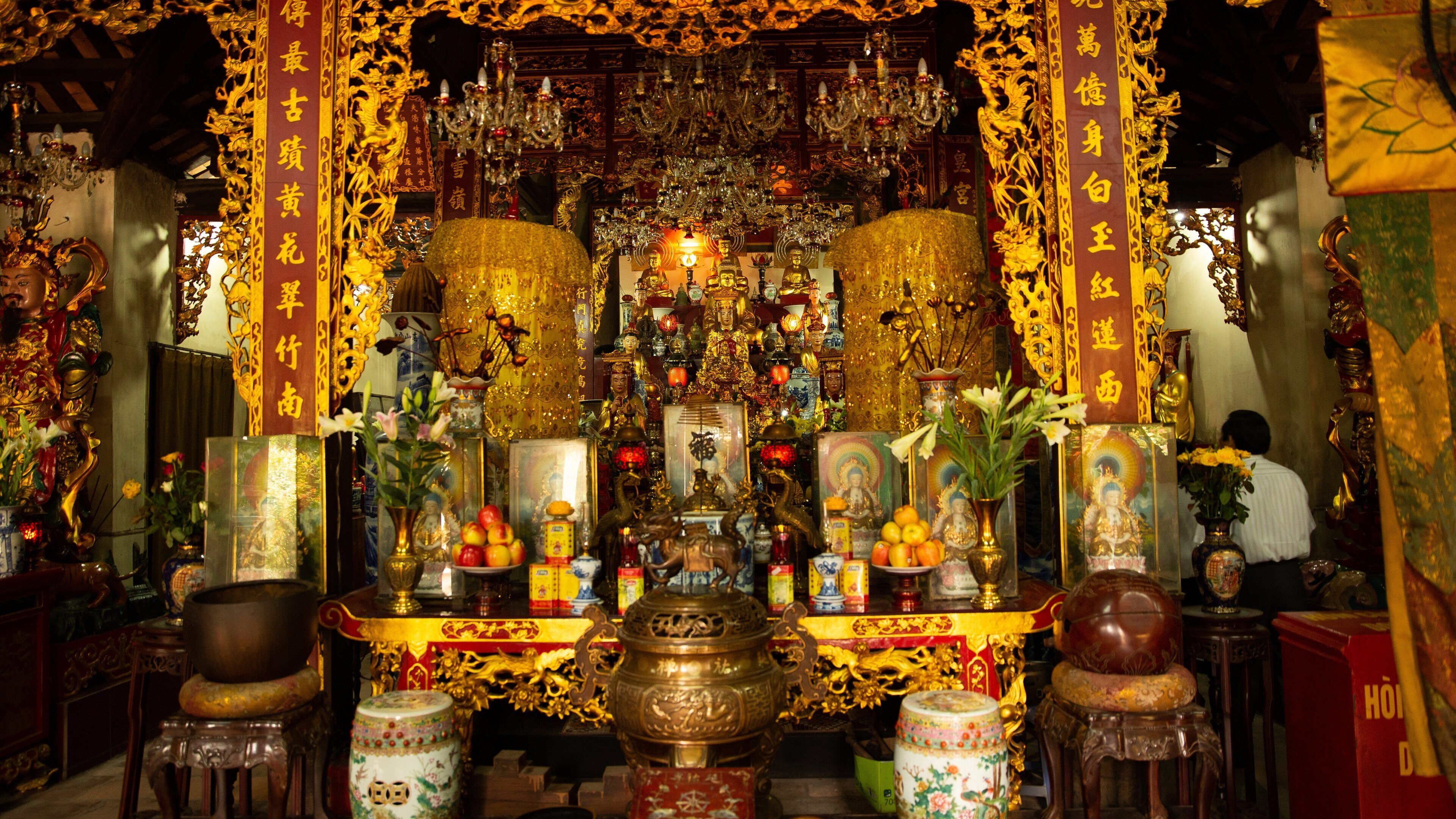 Ho Chi Minh Museum which includes heritage elements, interior views and a temple or place of worship