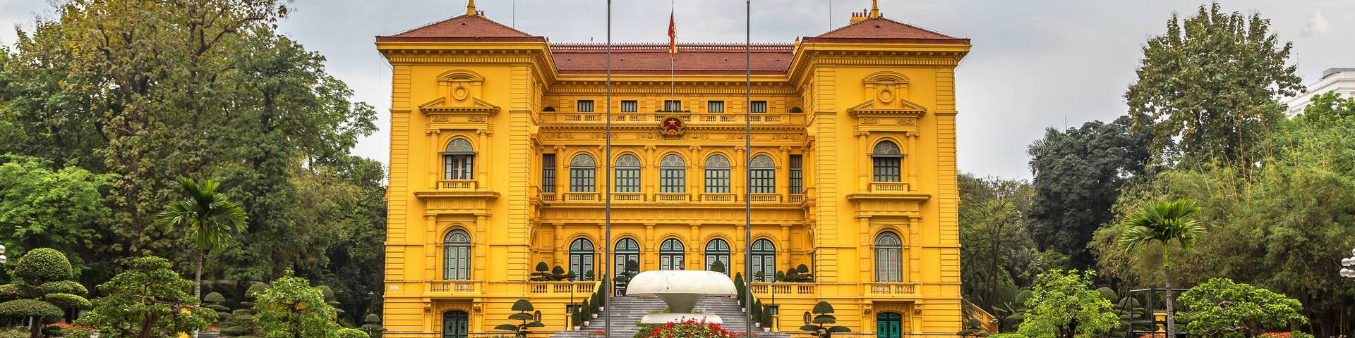 Ho Chi Minh, Presidential Palace in Hanoi, Vietnam in a summer day