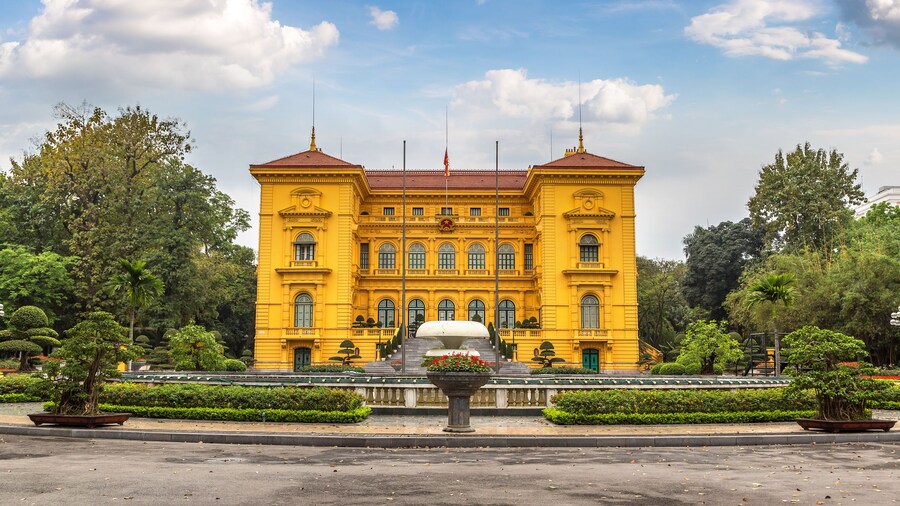 Ho Chi Minh, Presidential Palace in Hanoi, Vietnam in a summer day