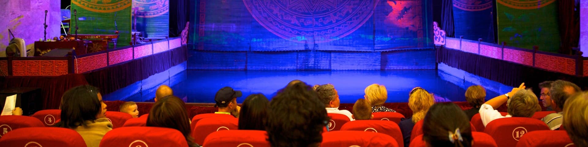 Thang Long Water Puppet Theatre which includes interior views, performance art and theater scenes