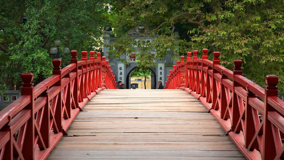 Ngoc Son Temple featuring a bridge