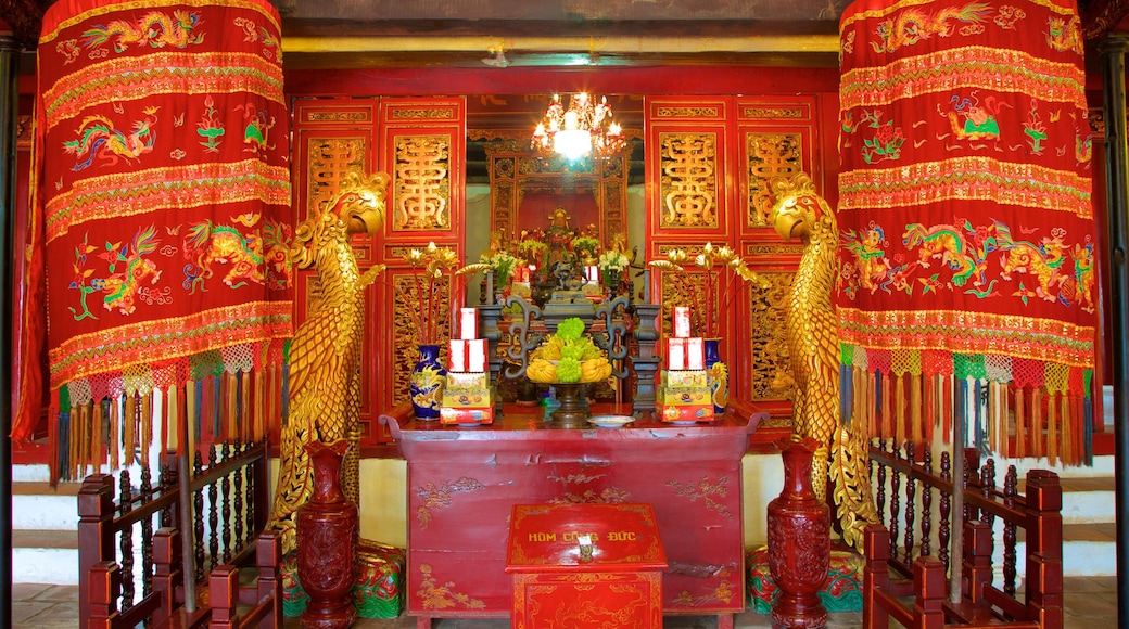 Ngoc Son Temple which includes religious elements, a temple or place of worship and interior views