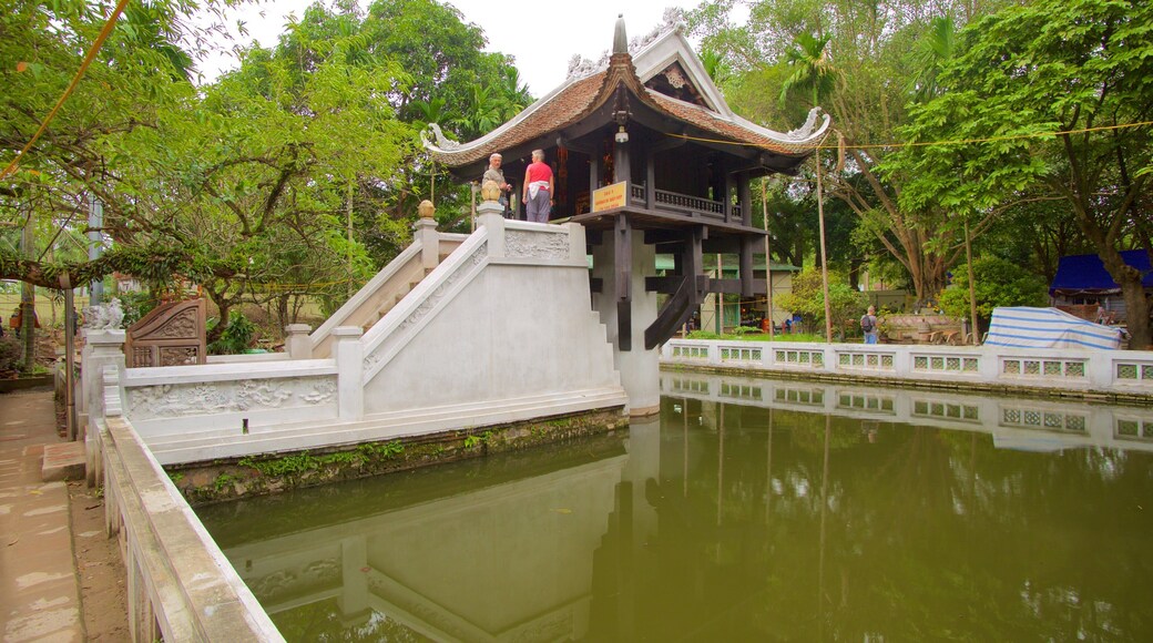 One Pillar Pagoda which includes a pond and a garden