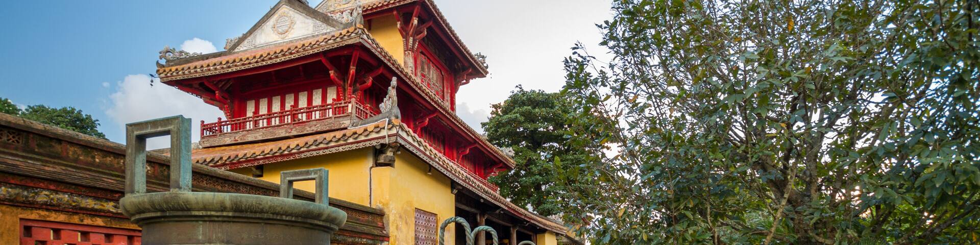Pavilion and urns in the Imperial City of Hue, Vietnam