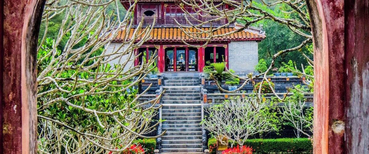 Minh Mang Tomb in Hue, Vietnam. The tomb was planned during Minh Mang’s reign (1820–1840) but built by his successor, Thieu Tri.