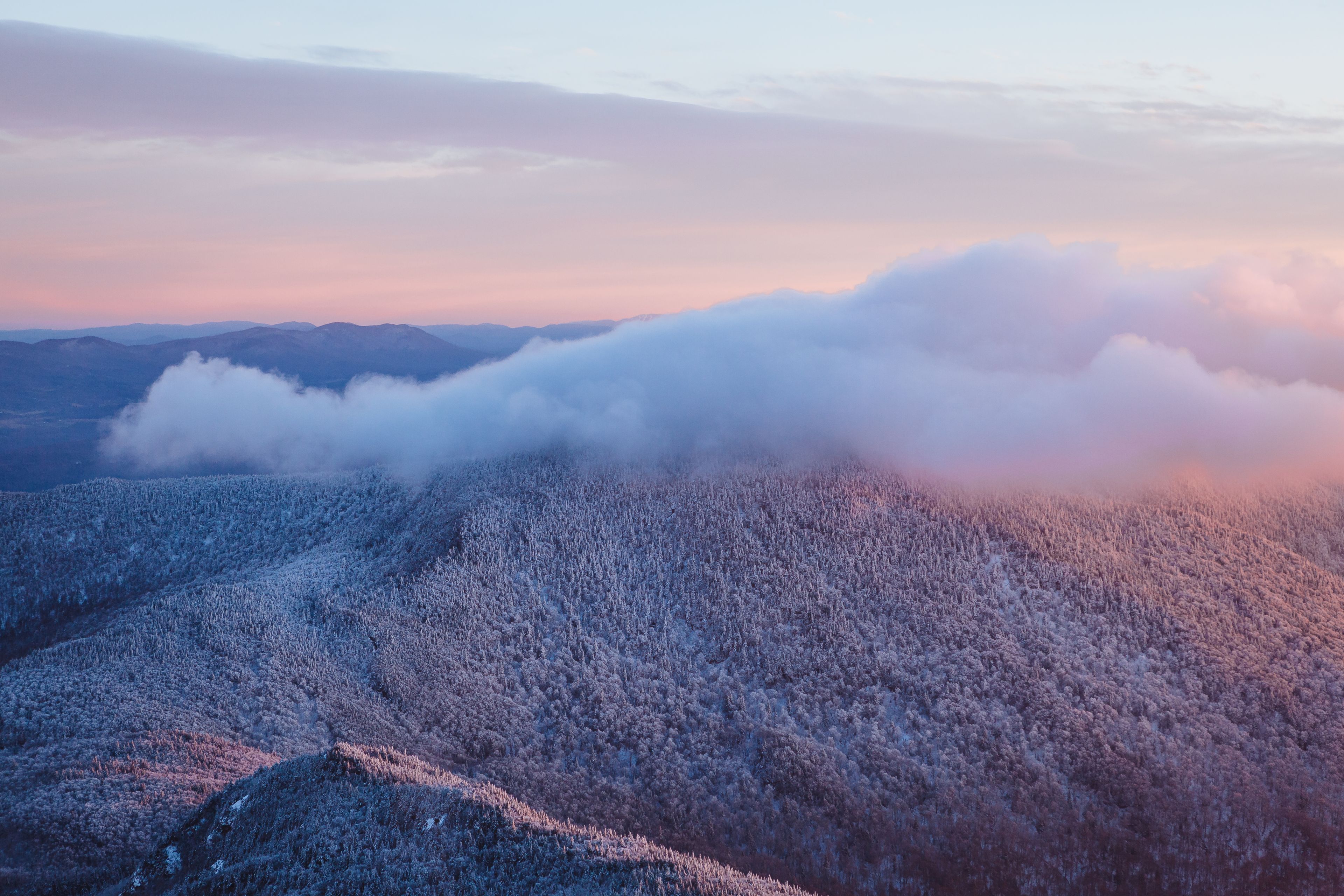 A view of the Green Mountains from the summit of Camel's Hump, a mountain near Huntington, Vermont.