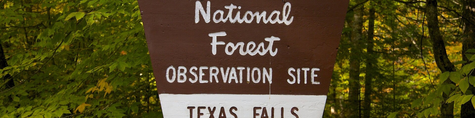 Green Mountain National Forest which includes forests and signage