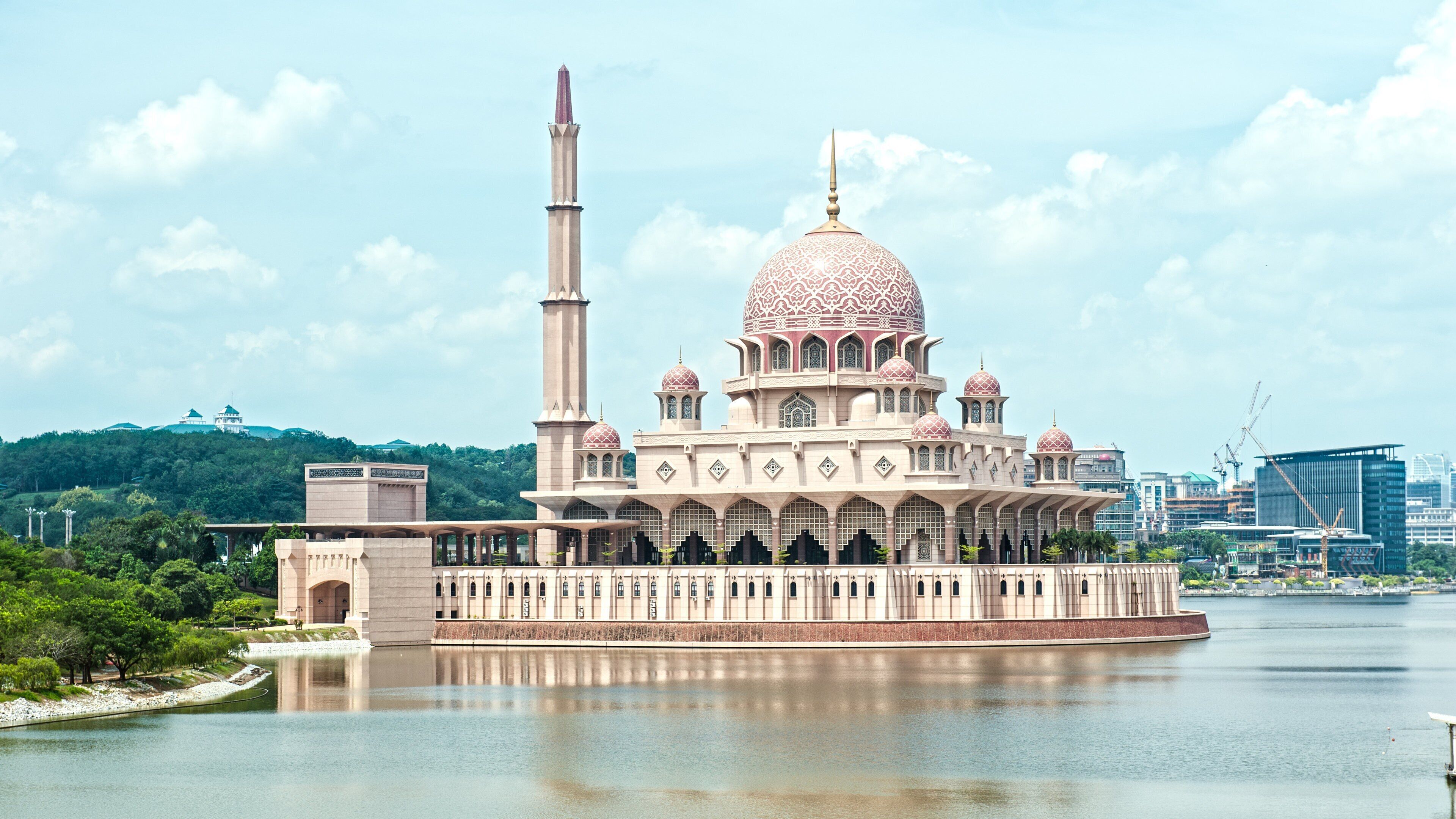 Putra Mosque which includes heritage architecture, a mosque and a bay or harbor