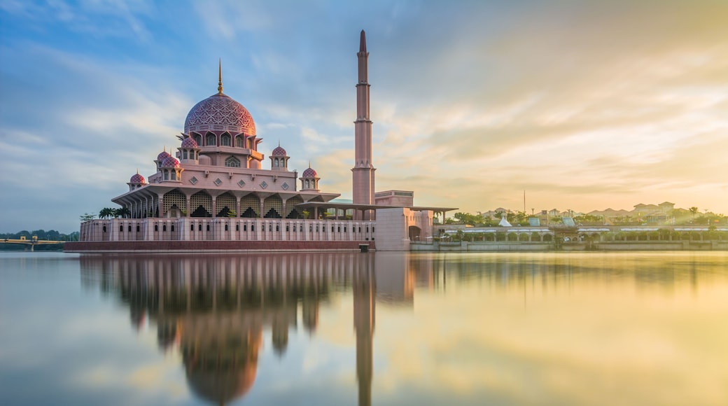 Reflection of Putra Mosque, Putrajaya Malaysia during sunrise