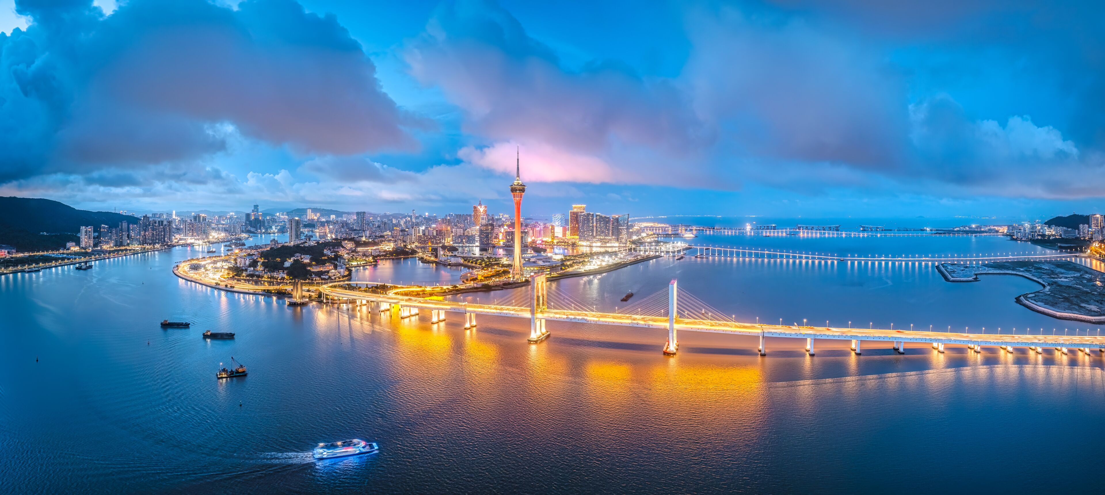 Aerial view Macau city financial district skyline panorama