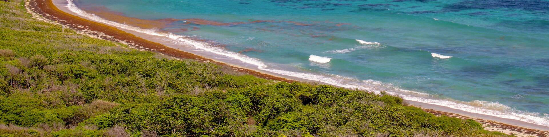Beach with waves on Culebrita Island by Culebra, Puerto Rico