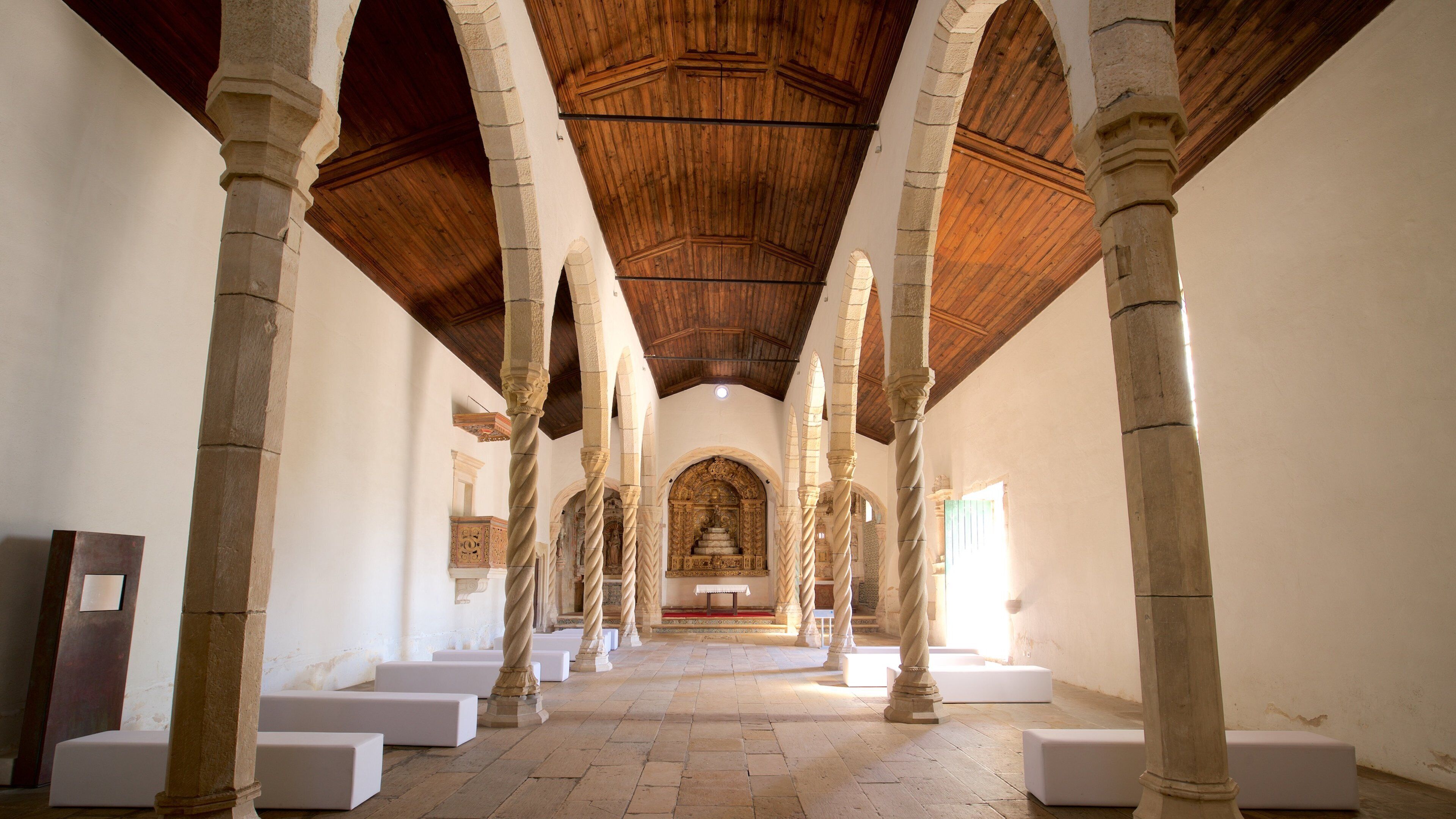 Montemor-o-Velho Castle showing a church or cathedral and interior views