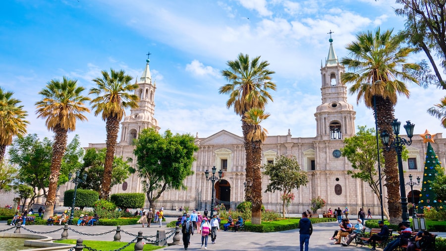 Basilica Cathedral of Arequipa in Peru.