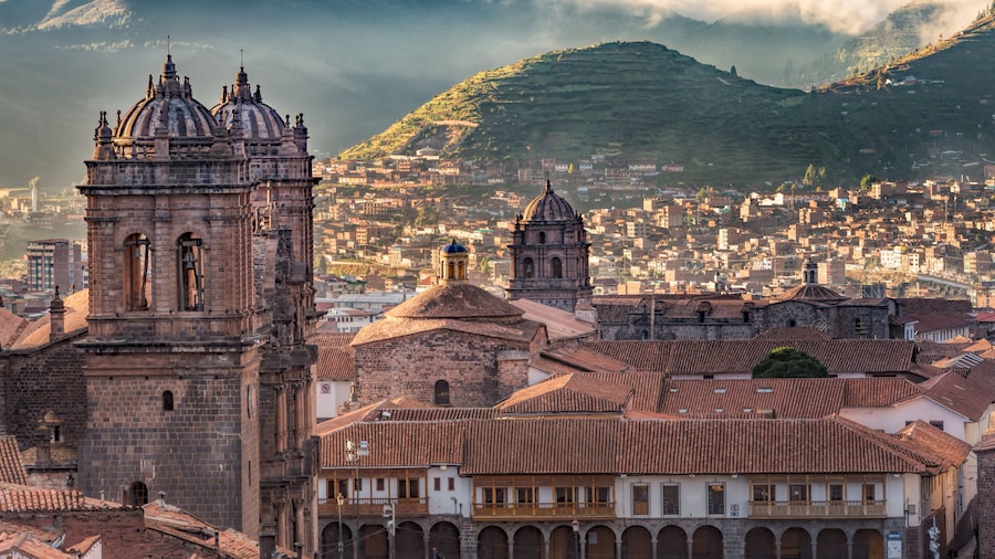Morning sun rising at Plaza de armas, Cusco, City