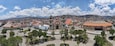 Beautiful panoramic aerial view of the Huaraz Cathedral in the Peruvian Andes
