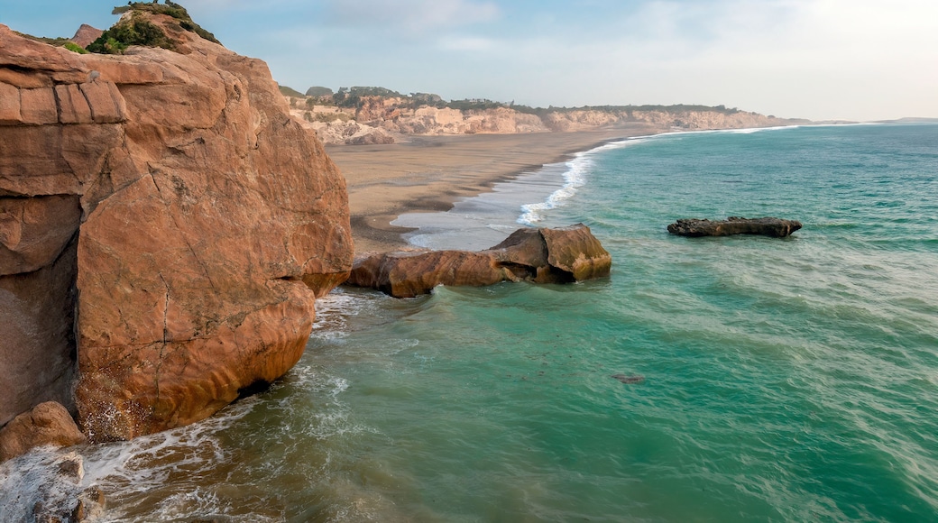 Breezy Morning Gadani Beach with rocks and mountain Balochistan Pakistan