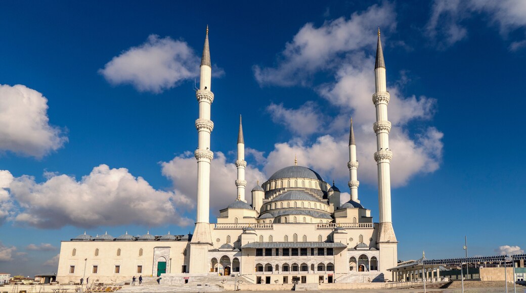 Ankara-Turkey kocatepe mosque landscape view with blue sky and clouds